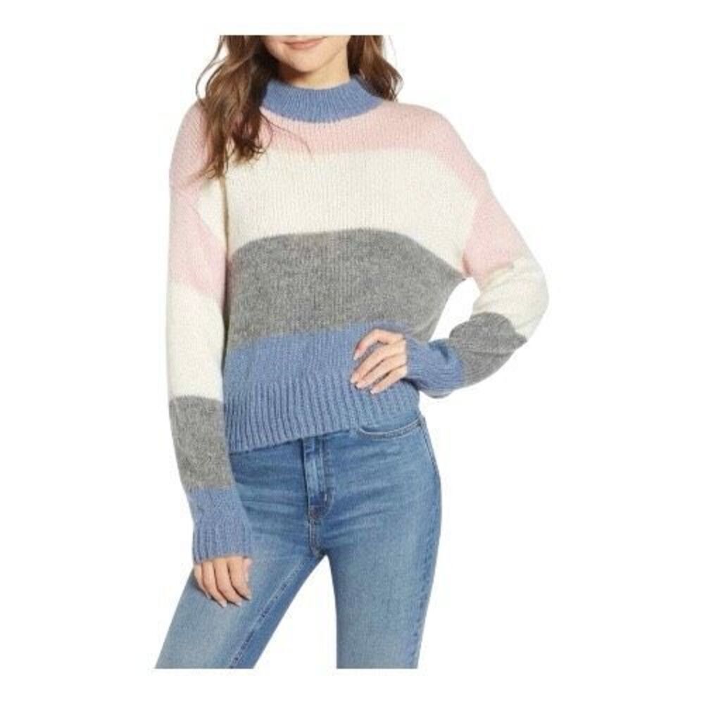Rebecca Minkoff Women’s Kendall Color Block Pink White‎ Blue Gray Sweater Small